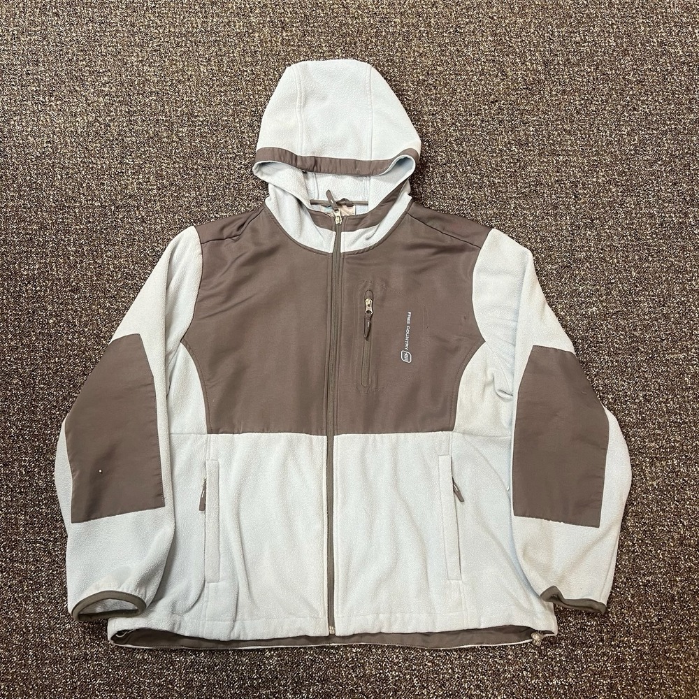 Free Country Full Zip Up Fleece Jacket Hooded Outdoors Size 2xl